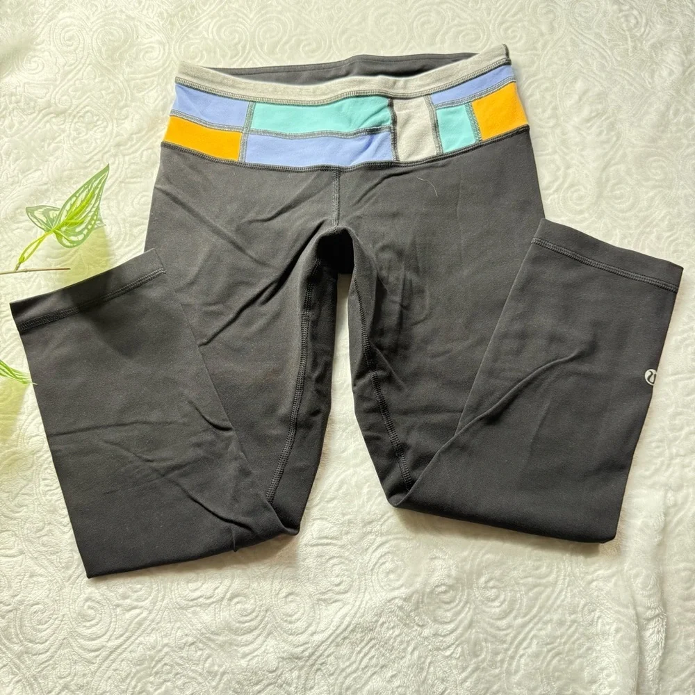 Lululemon Black Leggings Colorblock Waistband Size 4